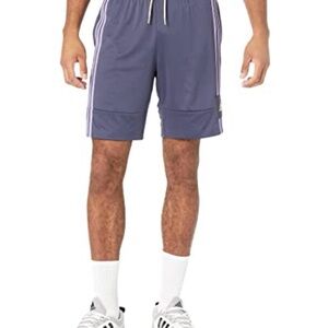 Men's Adidas Athletic Drawstring Basketball Shorts in Slate Blue/Purple - Medium